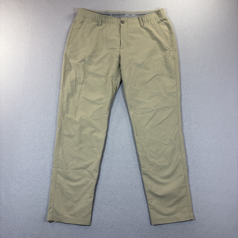 Under Armour Pants Men's 38x32 Golf Khaki Tan Performance Activewear Trousers